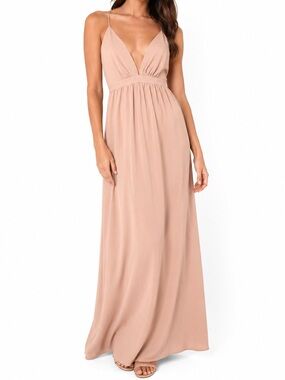 Park & Fifth Nude Pink Plunging V-Neck Maxi Dress Sz 2 Canada Bridal Wedding